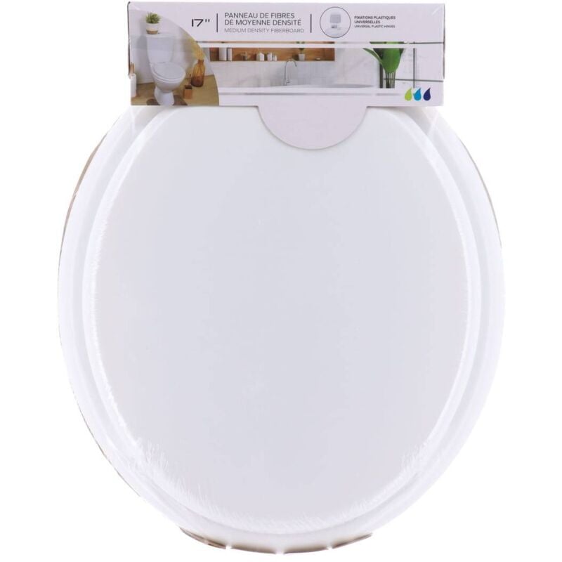foto del prodotto tendance - sedile del water in mdf da 17 pollici con chiusure in plastica - bianco
