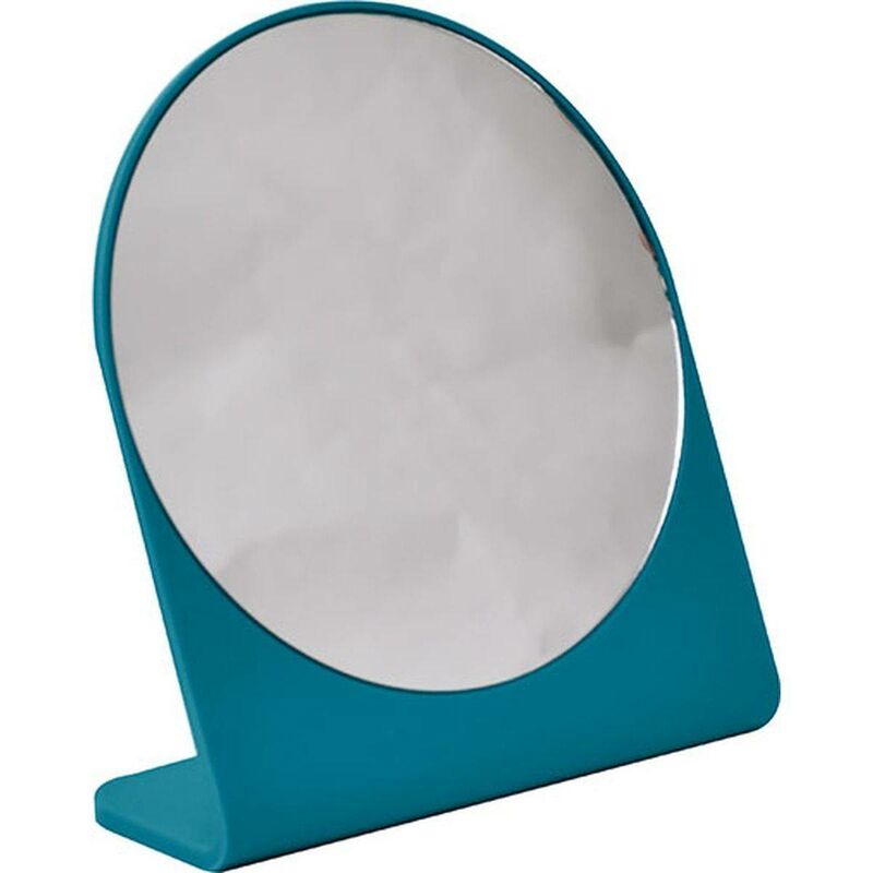 foto del prodotto tendance specchio rotondo 1 lato con base blu anatra