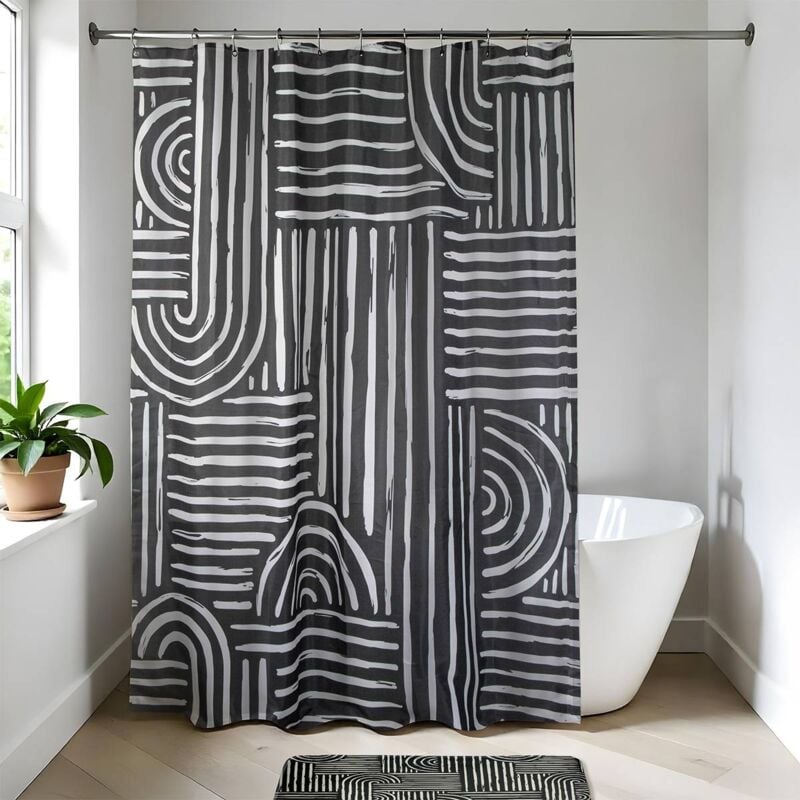 foto del prodotto tendance tenda da doccia in poliestere 180x200 cm vibrazioni etniche