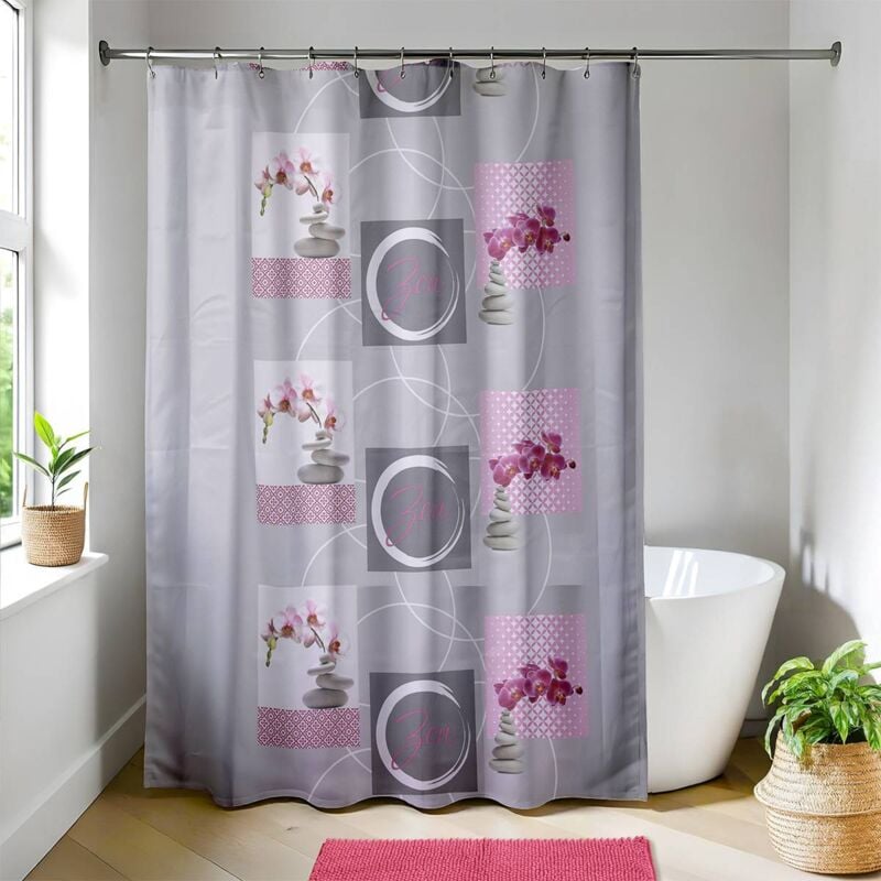 foto del prodotto tendance tenda da doccia in poliestere stampato 180x200cm 12 anelli pp bianco naia
