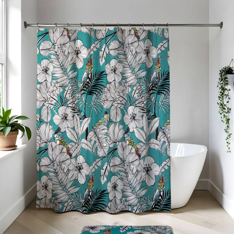 foto del prodotto tendance tenda doccia peva 180x180 cm jungle fever blu