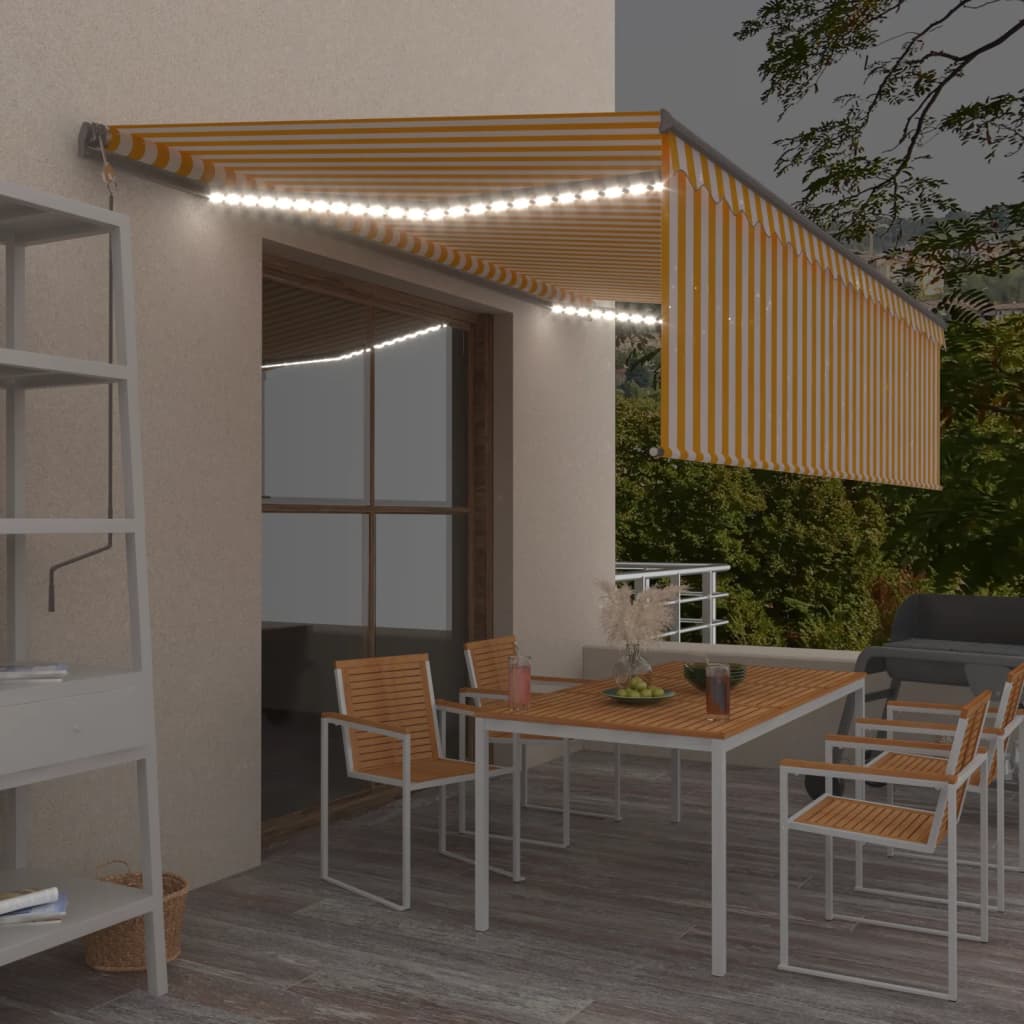foto del prodotto tendasole retrattile manuale parasole led 5x3m gialla biancacod mxl 104431