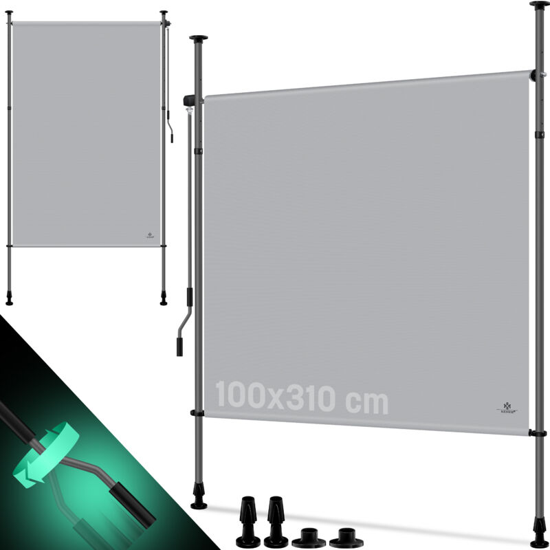 foto del prodotto tende a pacchetto kesser tende verticali esterne estensibili e opache tende verticali con manovella senza foratura grigio, 100 x 310 cm