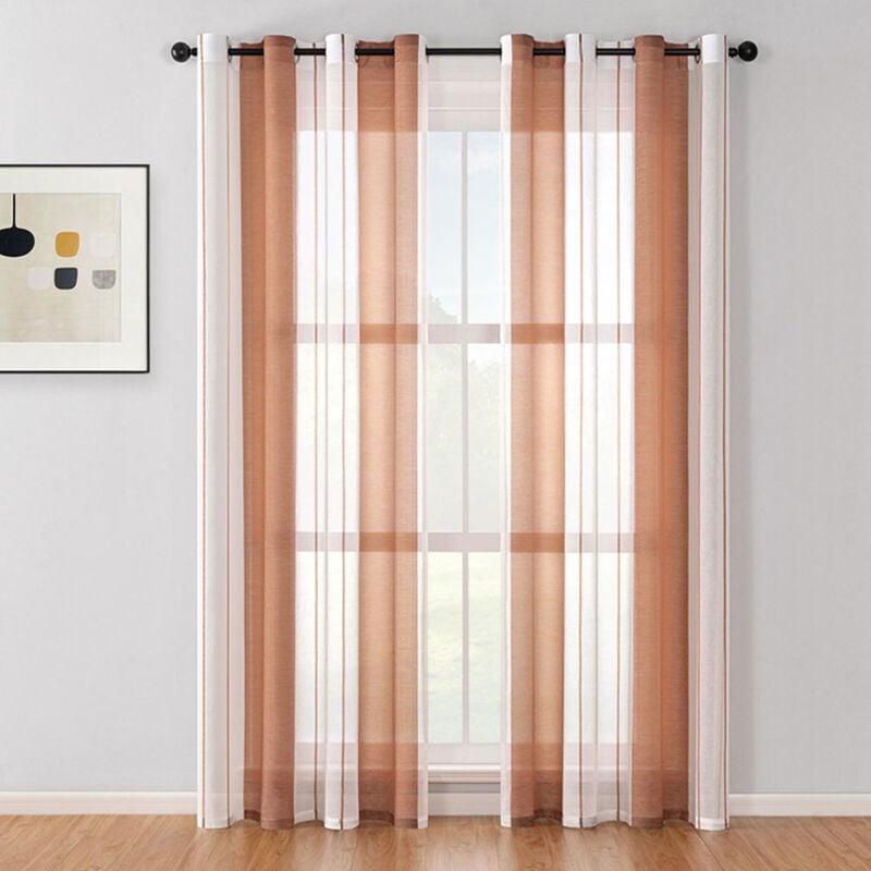 immagine 0 del prodotto tende a righe trasparenti con occhielli tende in voile soggiorno moderno set di 2 tende camera da letto trasparente con motivo tenda a righe
