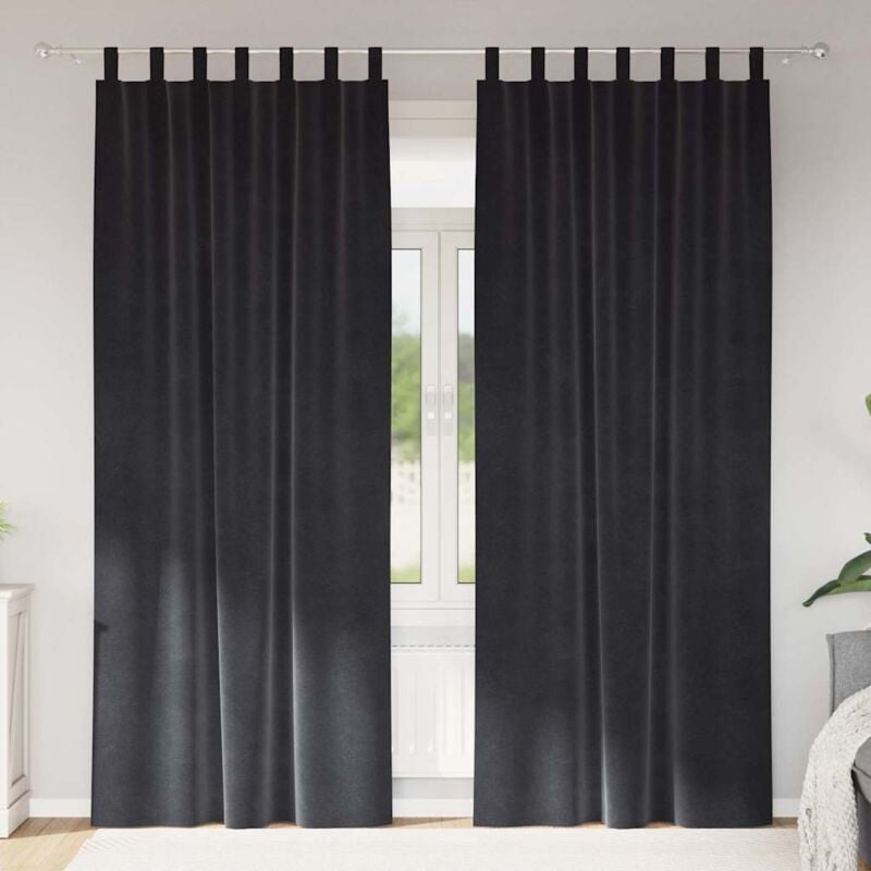 foto del prodotto tende blackout con anelli appesi 2 pz grigio scuro in velluto vidaxl