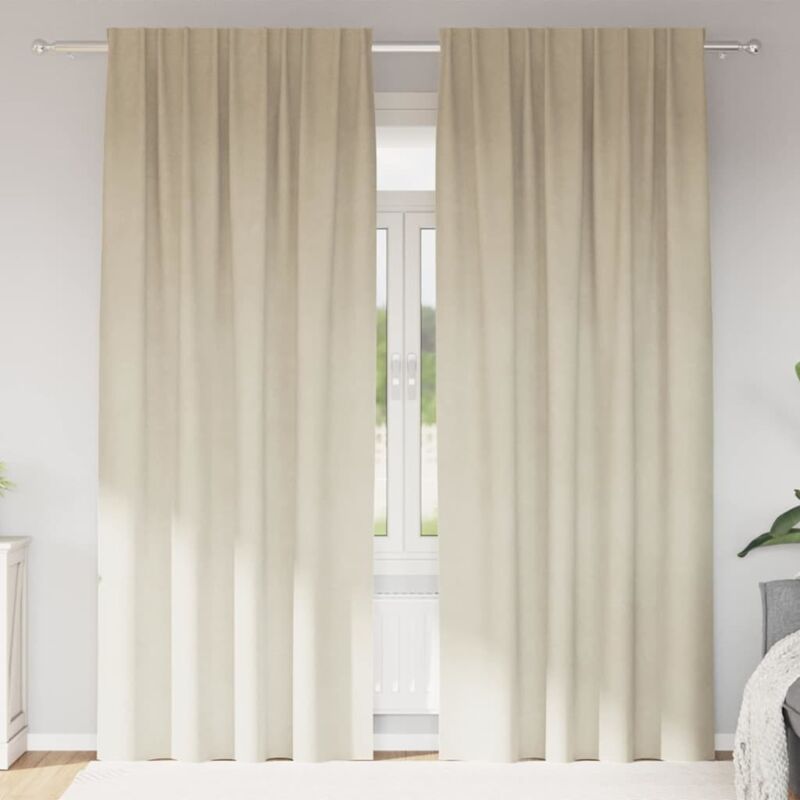 foto del prodotto tende blackout con nastro superiore 2 pezzi in velluto crema vidaxl