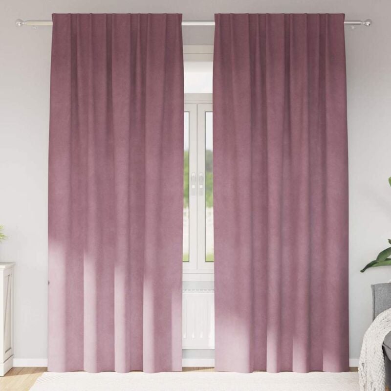 foto del prodotto tende blackout con nastro superiore 2 pezzi in velluto rosa scuro vidaxl