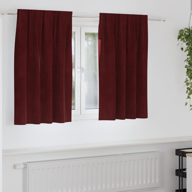 foto del prodotto tende blackout con nastro superiore 2 pezzi rosso vino velluto vidaxl