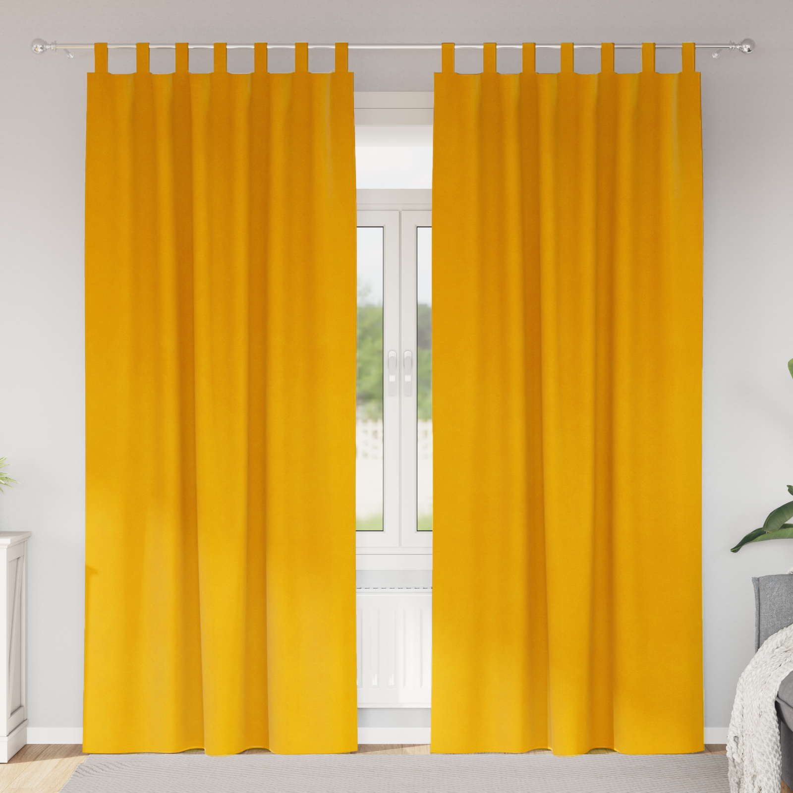foto del prodotto tende con tende 2 pcs giallo senape 140 x 260 cm velluto vidaxl
