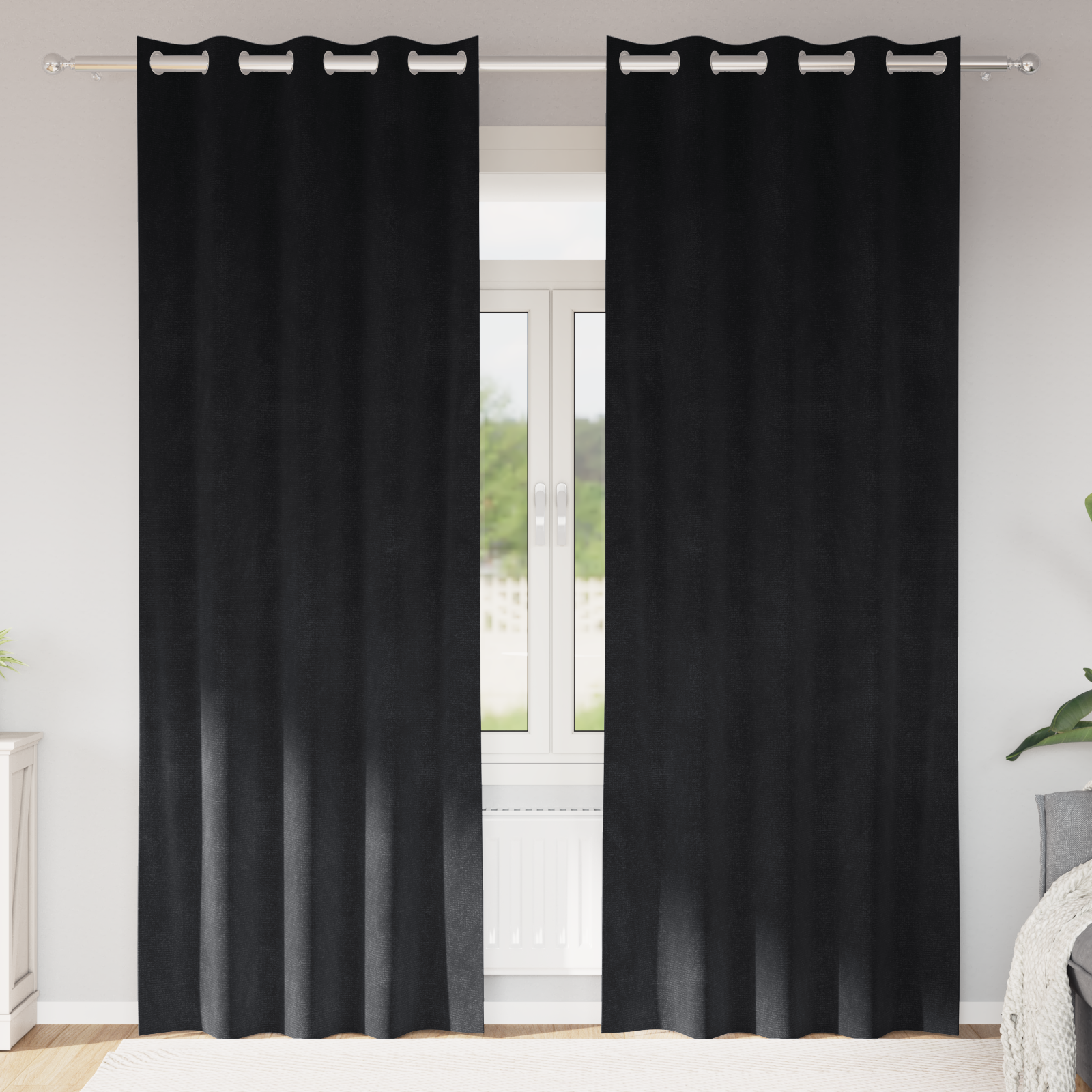 foto del prodotto tende con tende 2 pcs nero 140 x 260 cm velluto vidaxl