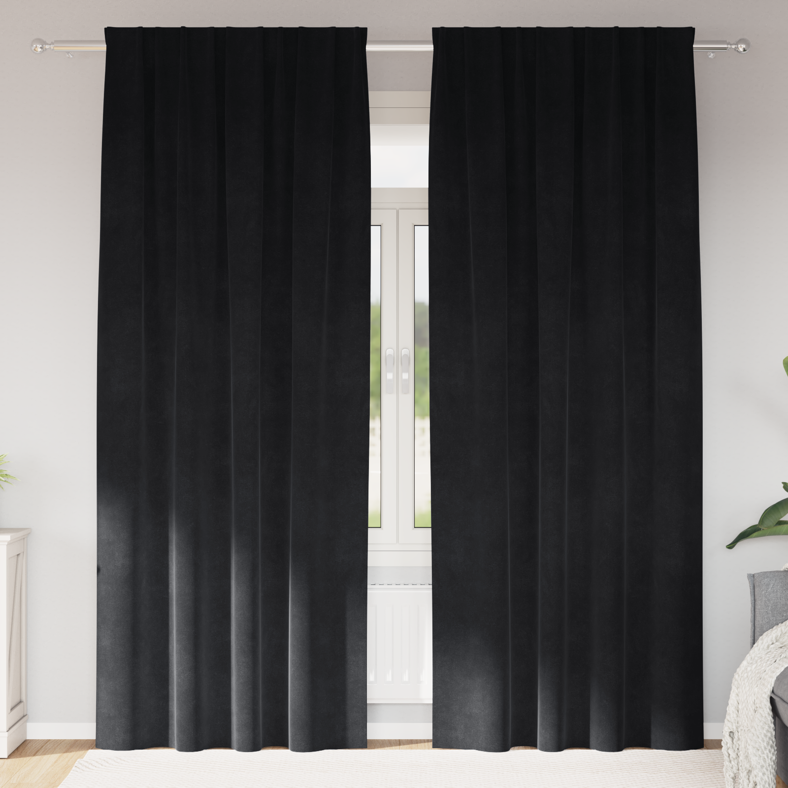 foto del prodotto tende con tende 2 pcs nero 140 x 260 cm velluto vidaxl