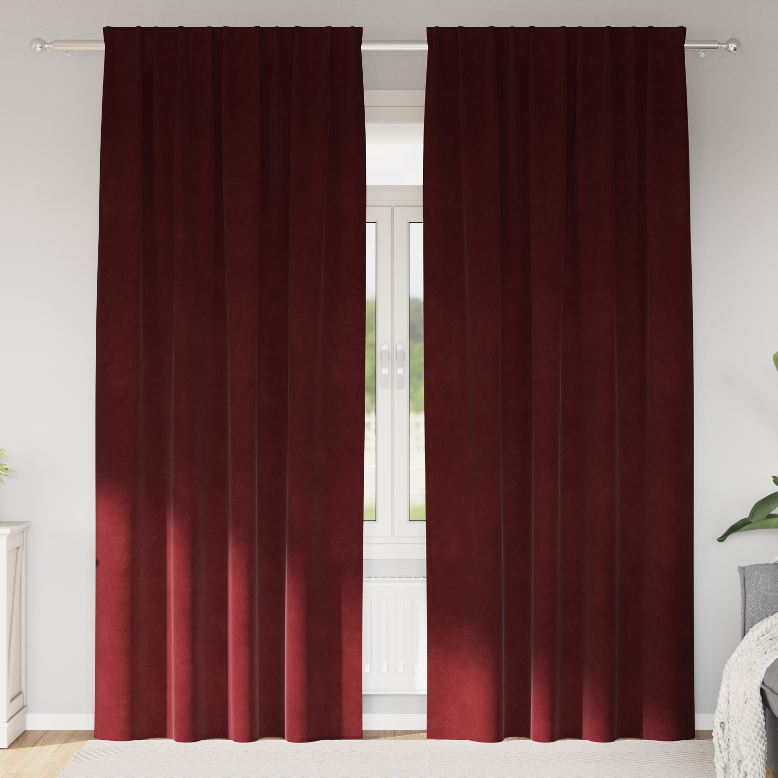 foto del prodotto tende con tende 2 pcs rosso vino 140 x 225 cm velluto vidaxl