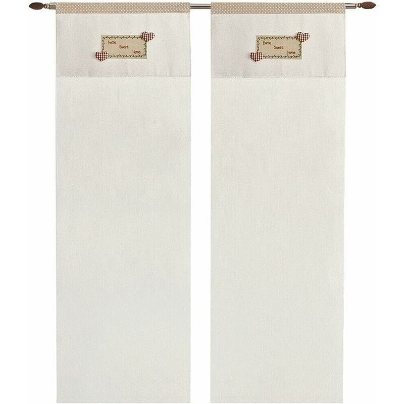 foto del prodotto tende coppia finestra porta interno cuori 3d tessuto stile cru shabby chic 60x150 cm