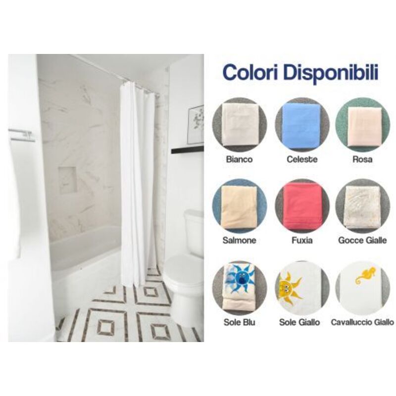 foto del prodotto tende doccia tevere 180x200 bianco