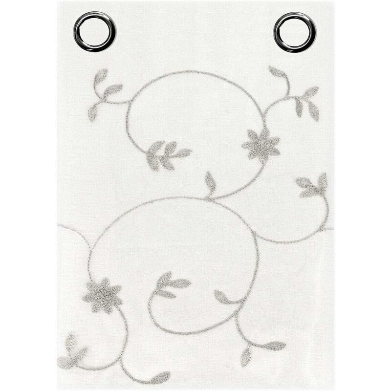 foto del prodotto tende finestre porta interno coppia 2 pz semitrasparente fiori grigio 140x280 cm