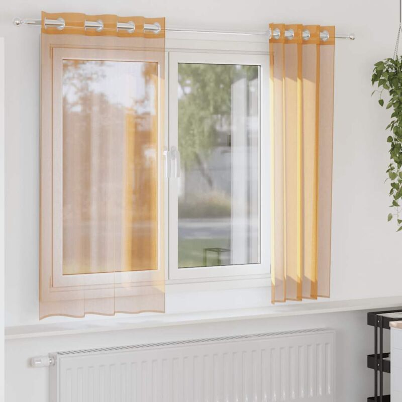 foto del prodotto tende in voile con occhielli 2 pz arancio 140x140 cm vidaxl
