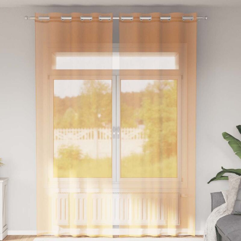 foto del prodotto tende in voile con occhielli 2 pz arancio 140x260 cm vidaxl