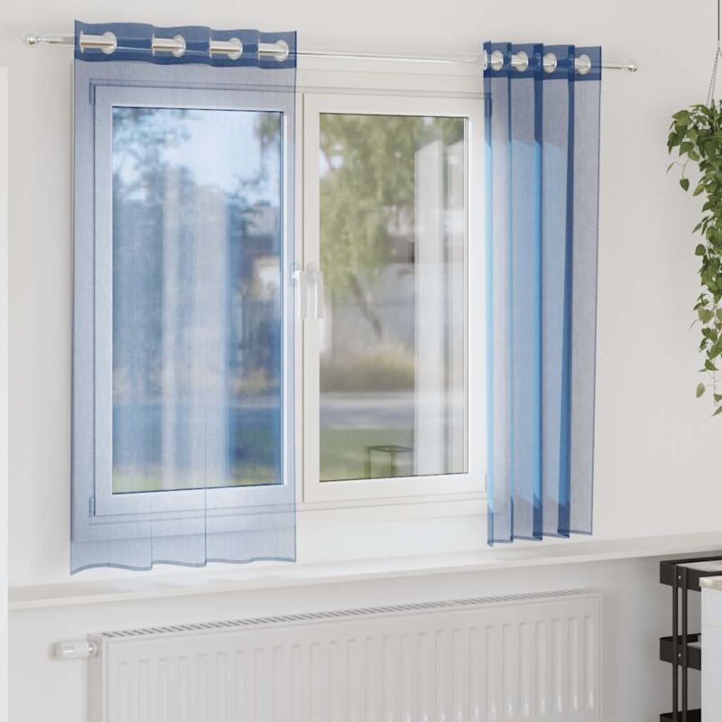 foto del prodotto tende in voile con occhielli 2 pz blu reale - vidaxl