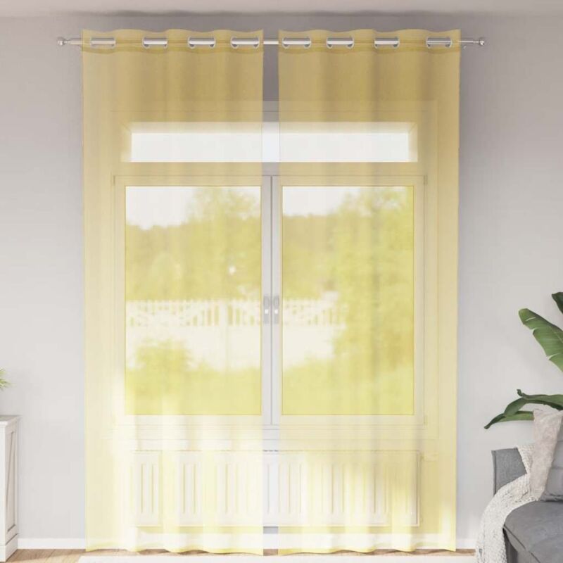 foto del prodotto tende in voile con occhielli 2 pz giallo - vidaxl