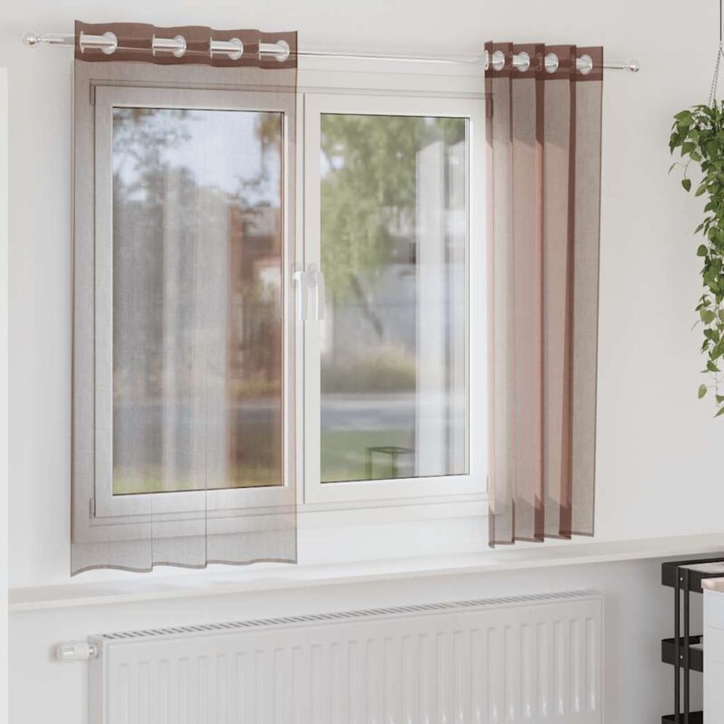 foto del prodotto tende in voile con occhielli 2 pz marrone 140x140 cm vidaxl