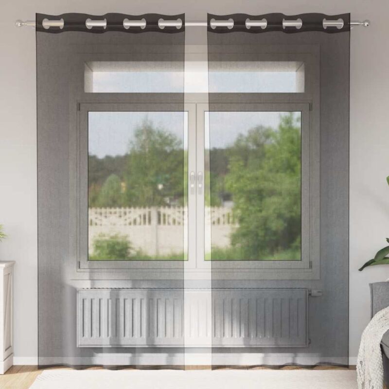 foto del prodotto tende in voile con occhielli 2 pz nero 140x245 cm vidaxl