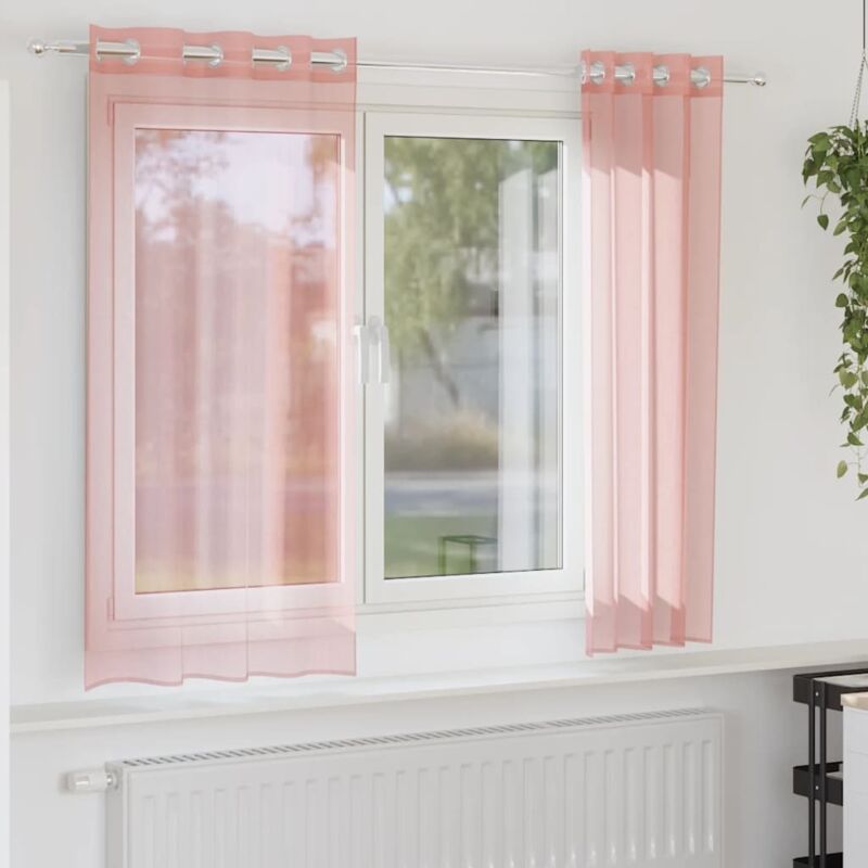 foto del prodotto tende in voile con occhielli 2 pz rosa 140x140 cm vidaxl