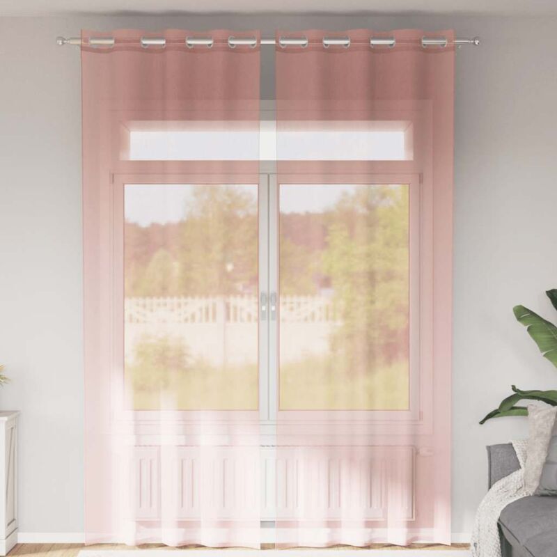 foto del prodotto tende in voile con occhielli 2 pz rosa 140x300 cm vidaxl