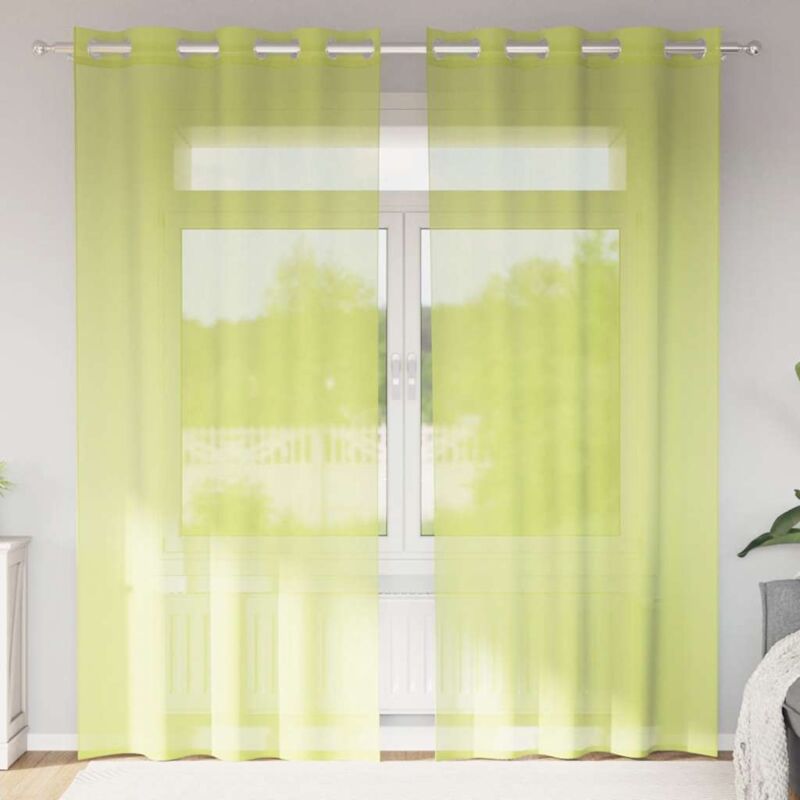 foto del prodotto tende in voile con occhielli 2 pz verde mela 140x245 cm vidaxl