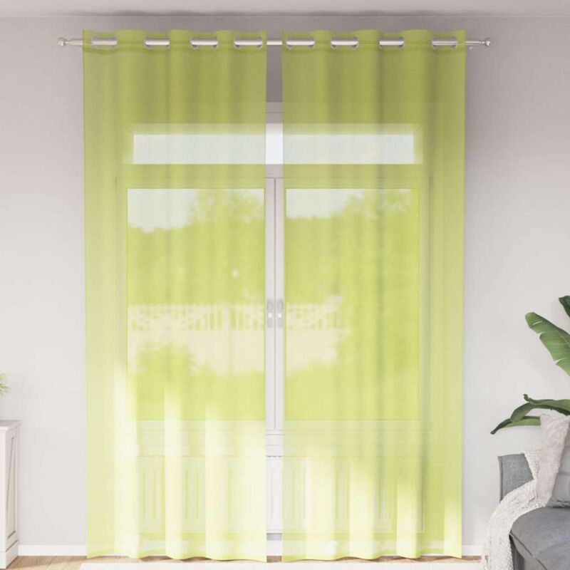 foto del prodotto tende in voile con occhielli 2 pz verde mela 140x300 cm vidaxl