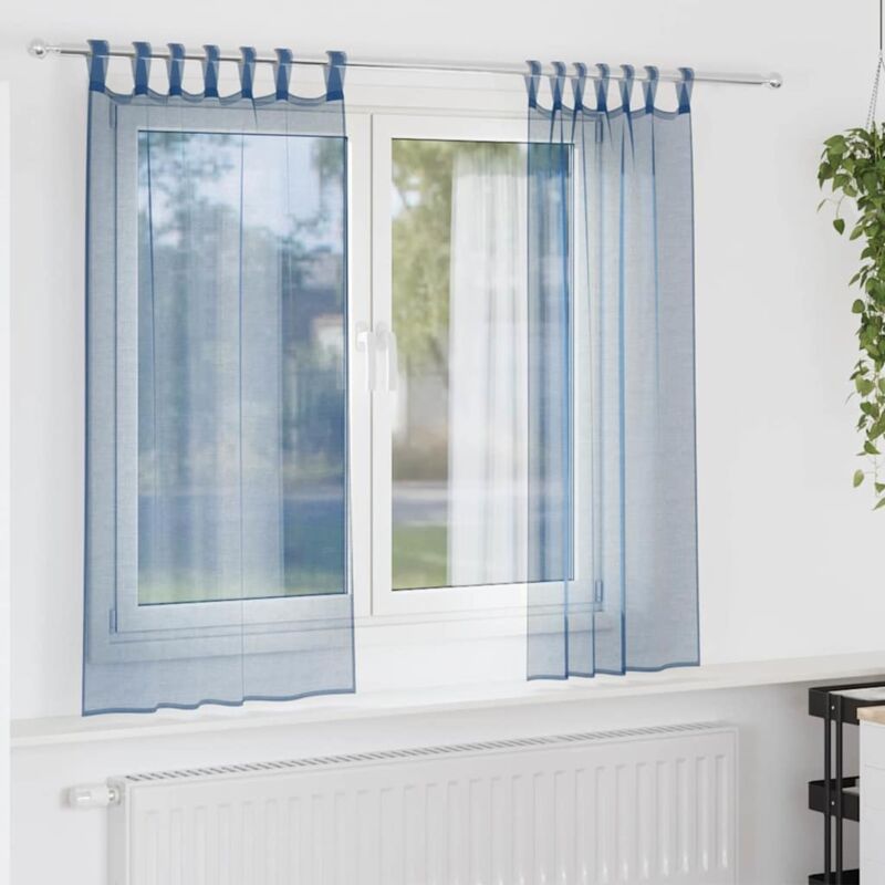 foto del prodotto tende in voile con passanti 2 pz blu reale 140x175 cm - vidaxl