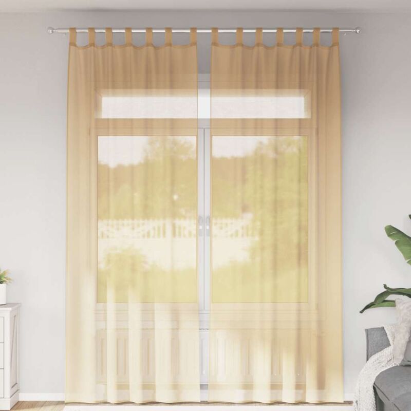 foto del prodotto tende in voile con passanti 2 pz sabbia 140x260 cm vidaxl