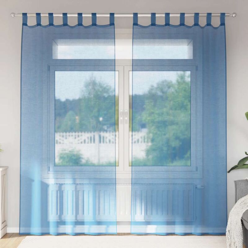 foto del prodotto tende in voile con tasche per aste 2 pz blu reale vidaxl