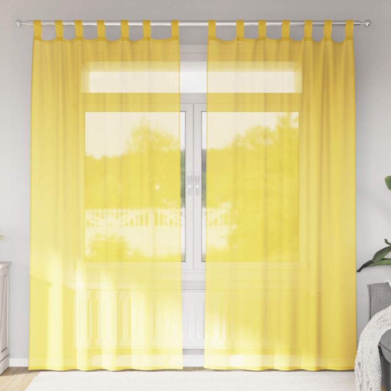 foto del prodotto tende in voile con tasche per aste 2 pz giallo - vidaxl