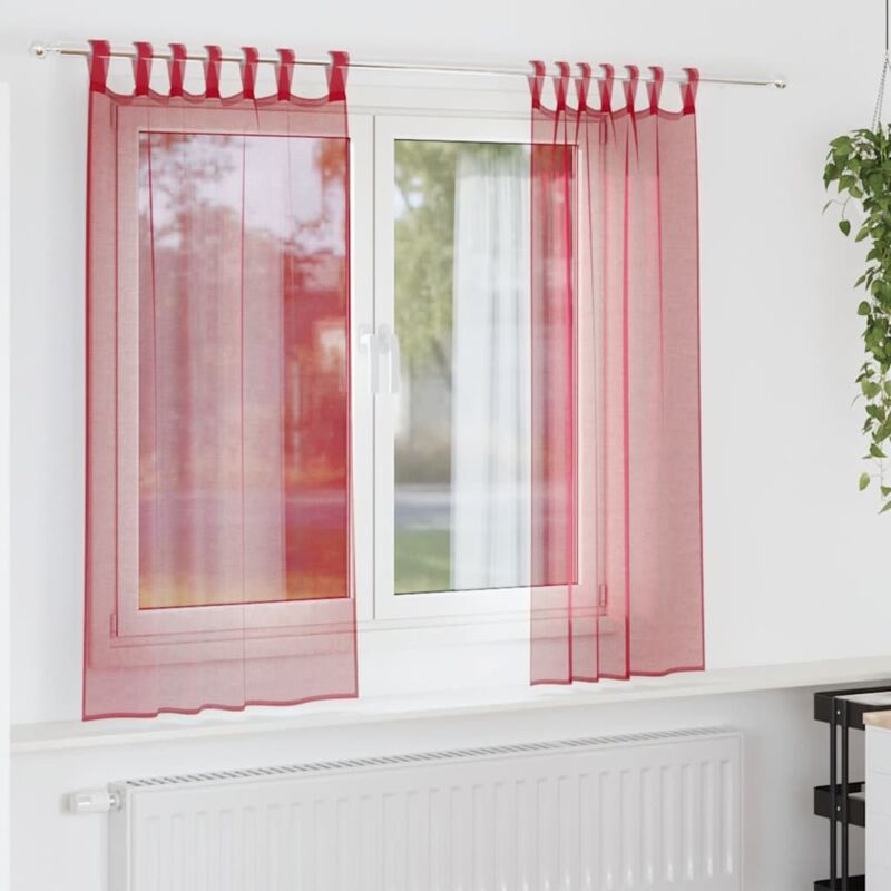 foto del prodotto tende in voile con tasche per aste 2 pz rosso vino vidaxl