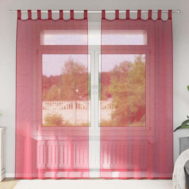foto del prodotto tende in voile con tasche per aste 2 pz rosso vino vidaxl