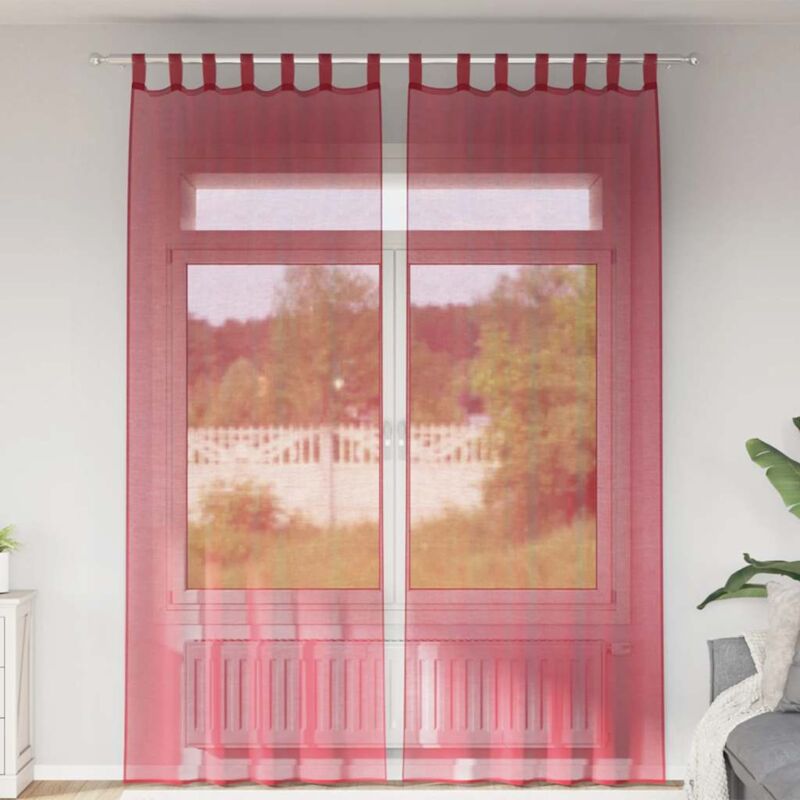 foto del prodotto tende in voile con tasche per aste 2 pz rosso vino vidaxl