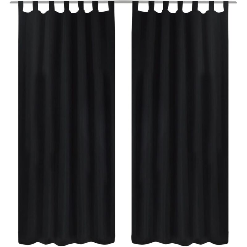 foto del prodotto tende micro raso nere 2 pezzi con occhielli 140 x 225 cm