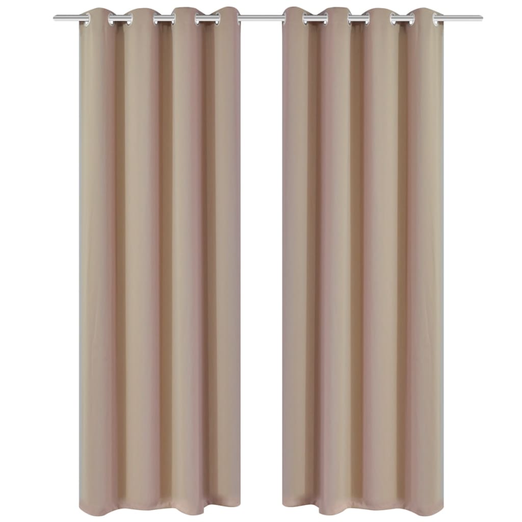 foto del prodotto tende oscuranti blackout crema con anelli di metallo 135 x 245 cm 2 pz cod mxl 71532