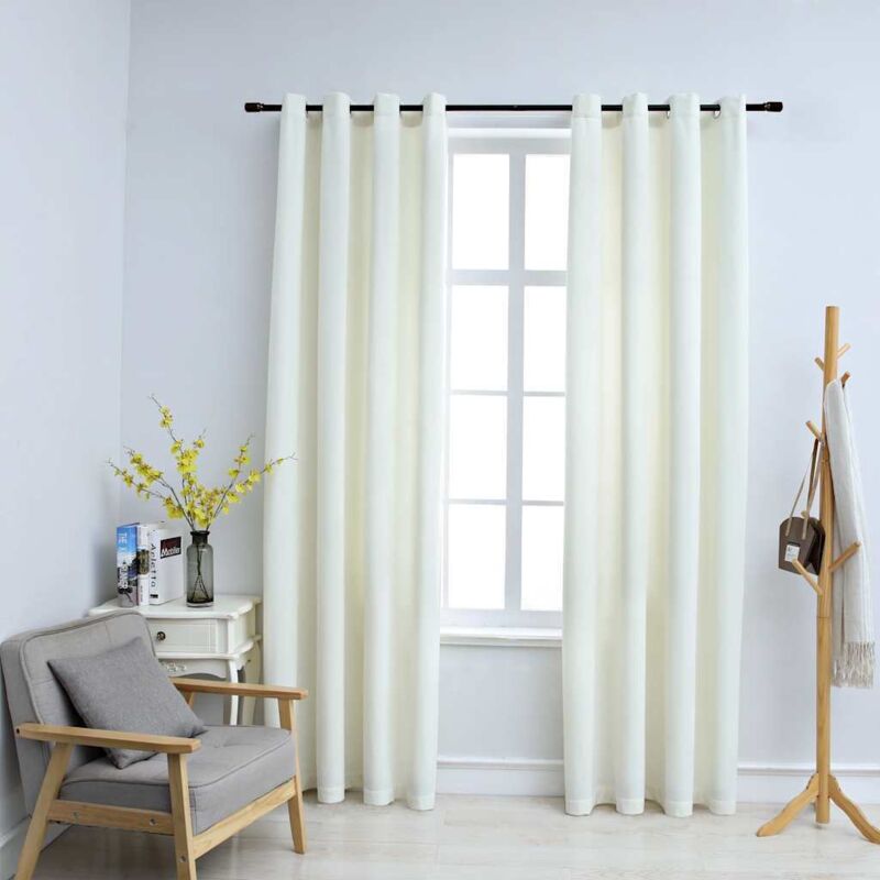 foto del prodotto tende oscuranti con anelli 2 pz crema in velluto 140x175 cm vidaxl