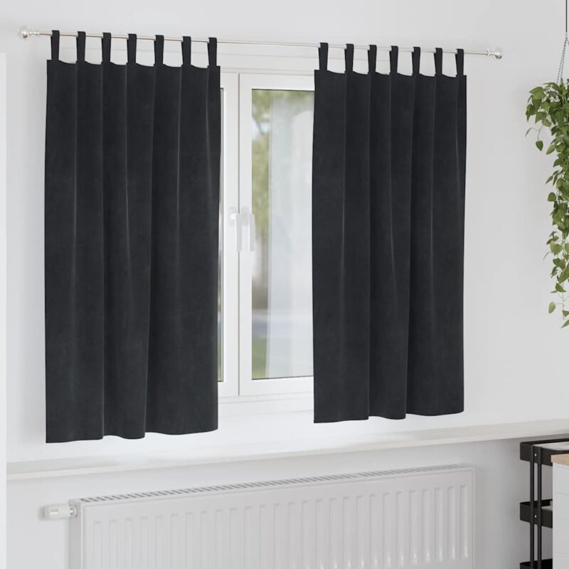 foto del prodotto tende oscuranti con anelli da appendere 2 pezzi in velluto nero vidaxl