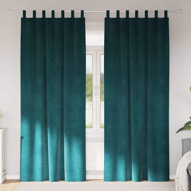 foto del prodotto tende oscuranti con anelli da appendere 2 pz verde scuro in velluto vidaxl