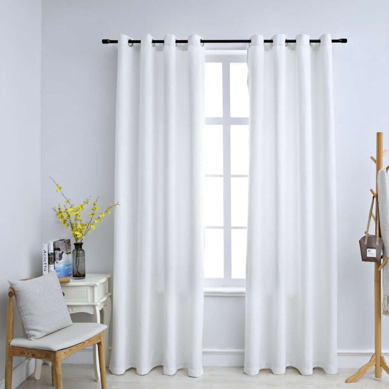 foto del prodotto tende oscuranti con anelli in metallo 2 pz avorio 140x175cm vidaxl