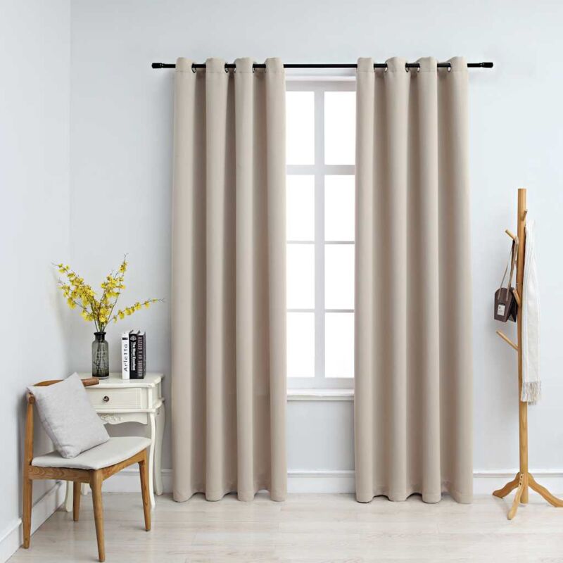 foto del prodotto tende oscuranti con anelli in metallo 2 pz beige 140x175 cm vidaxl