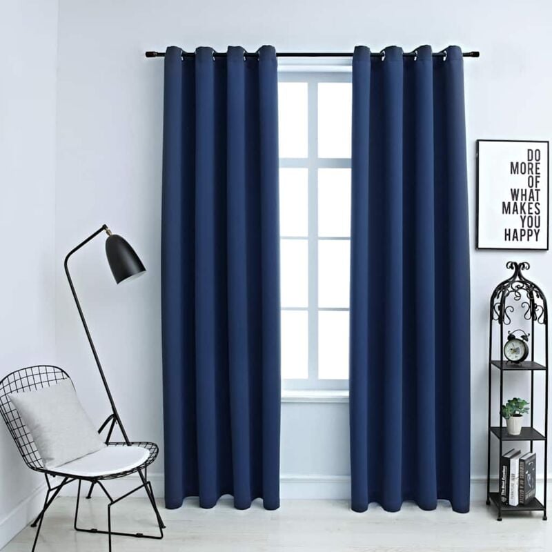 foto del prodotto tende oscuranti con anelli in metallo 2 pz blu 140x175 cm vidaxl