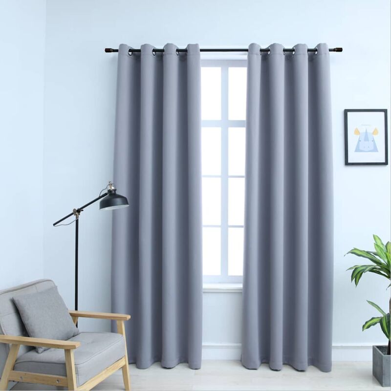 foto del prodotto tende oscuranti con anelli in metallo 2 pz grigie 140x175 cm vidaxl
