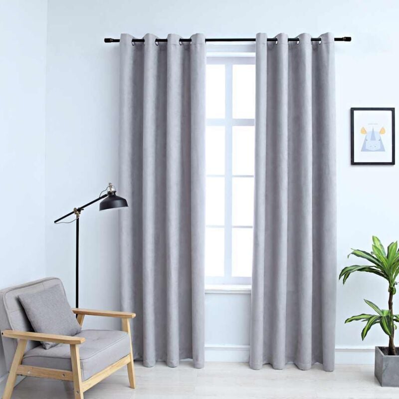 foto del prodotto tende oscuranti con anelli in metallo 2 pz grigie 140x225 cm vidaxl