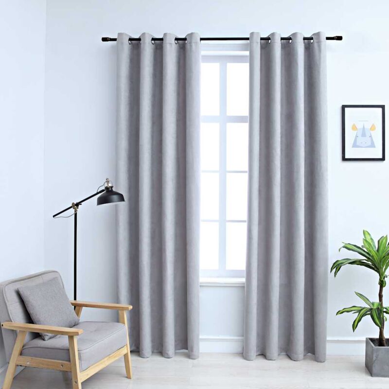 foto del prodotto tende oscuranti con anelli in metallo 2 pz grigie 140x245 cm vidaxl