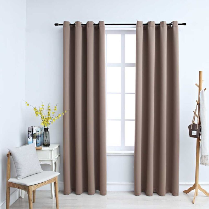 foto del prodotto tende oscuranti con anelli metallo 2 pz grigio talpa 140x225 cm vidaxl