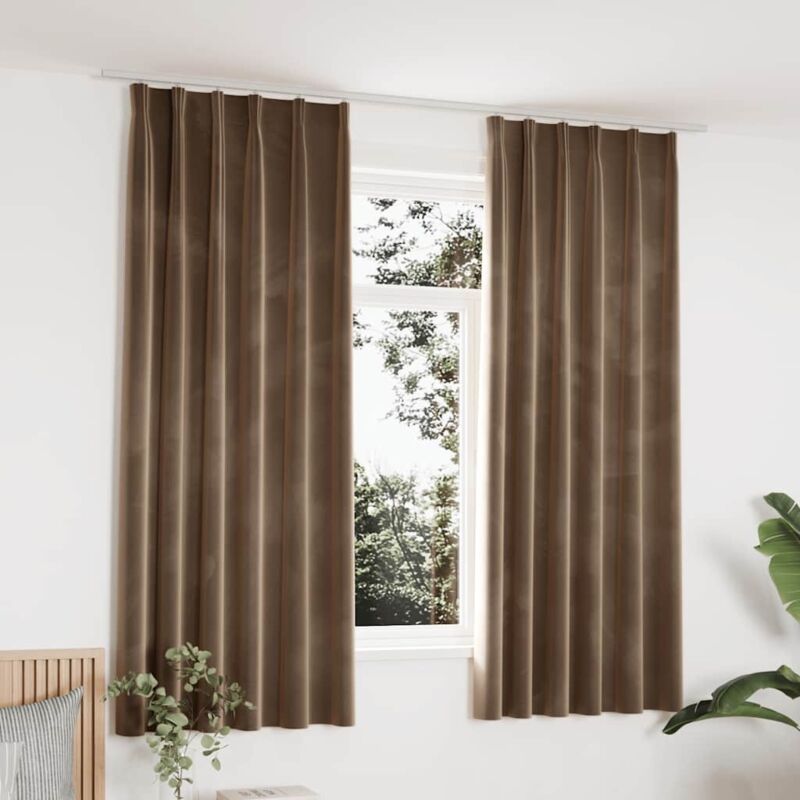 foto del prodotto tende oscuranti con ganci 2 pz beige in velluto 140x175 cm vidaxl