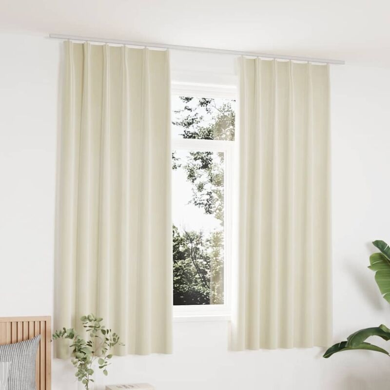 foto del prodotto tende oscuranti con ganci 2 pz crema in velluto 140x175 cm vidaxl